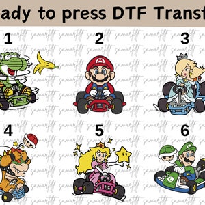 Super Mario Kart DTF Transfer, Super Mario Character DTF Transfer,Super Mario Gaming DTF, Super Mario Kart Shirt, Mario & Friend Party Shirt