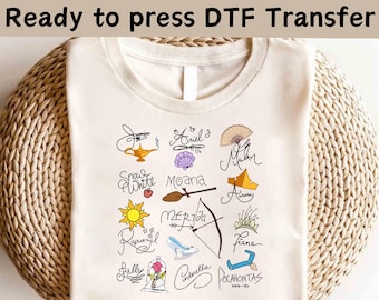 Disney Coquette Bow Princess DTF, Disney Cinderella Belle Snow White Rapunzel Tiana Shirt,Princess Characters Shirt,Princess Girl Trip Shirt
