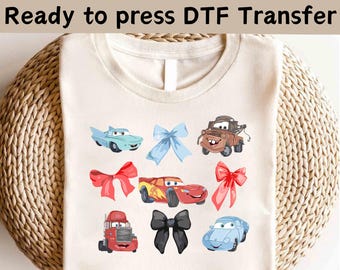 Disney Cars Lightning McQueen Coquette Bow DTF, Disney Cars Radiator Springs DTF, Disney Cars Land DTF,Disney Cars Shirt, McQueen Shirt