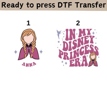 Disney Frozen Anna In My Disney Princess Era DTF, Elsa Anna Olaf Kristoff Sven Hans DTF, Disney Frozen DTF, Disney Frozen Anna-shirt