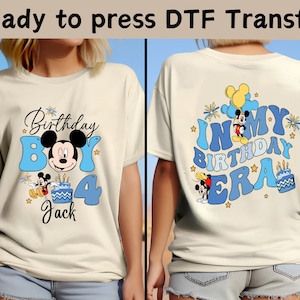 Disney Mickey Birthday Boy Two-Sided DTF Transfer, Disney In My Birthday Era DTF,Disney Mickey Mouse DTF Transfers,Custom Birthday Boy Shirt
