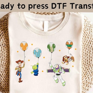 Disney Toy Story Friends Balloon DTF, Buzz Woody Jessie Slinky Aliens Rex DTF Transfer, Disney Toy Story Shirt, Disney Characters Shirt