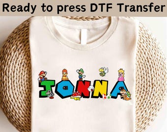 Super Mario Custom Name DTF, Super Mario Character DTF, Super Mario Birthday Party DTF, Super Mario Family Shirt,Super Mario Birthday Gift