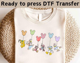 Disney Musse Pigg och vänner ballonger DTF, Disney Musse Pigg DTF, Musse Trip DTF, Musse Pigg Minnie Långben Pluto Kalle T-shirt, Klassisk Musse Pigg T-shirt