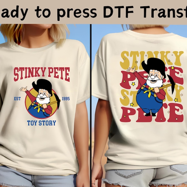Disney Toy Story Stinky Pete DTF, Buzz Woody Jessie Slinky Aliens Rex DTF-overdracht, bijpassende shirt Disney Toy Story, shirt Disney-figuren