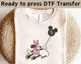 Disney Minnie Mouse Balloon Custom DTF, Disney Mickey Minnie DTF, Mickey Shirt,Minnie Mouse Shirt, Disney Balloon Shirt,Minnie Balloon Shirt