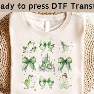 Disney Princess Tiana Coquette Bows DTF, Disney Princess DTF, Princess And The Frog DTF, Disney Princess Shirt, Princess Birthday Girl Shirt