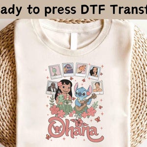 Transfert DTF Disney Lilo et Stitch, chemise Lilo et Stitch, chemise Disney Stitch, chemise Magic Kingdom, chemise Stitch Ohana, chemise Ohana signifie