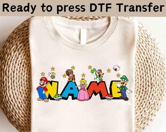 Super Mario Custom Name DTF, Super Mario Character DTF, Super Mario Birthday Party DTF, Super Mario Family Shirt,Super Mario Birthday Gift