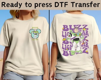 Two-Sided Toy Story Buzz Lightyear DTF Transfer, Disney World Toy Story DTF, Toy Story DTF Transfers, Woody Buzz Lightyear Jessie Shirt
