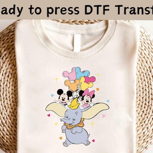 Disney Dumbo The Flying Elephant DTF, Mickey and Minnie Shirt, Dumbo Flying Elephant DTF Transfer, Dumbo Birthday Shirt, Disney Mickey Shirt