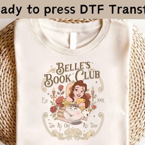 Disney Belle&#39;s Book Club DTF,Princess&#39;s Book Shop DTF,Librarian DTF,Disney Princess Shirt, Reading Book Lover Shirt,Princess&#39;s Book Club Tee