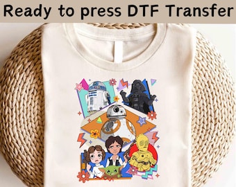 Personaje de Disney Star Wars DTF, Amigos de Star Wars DTF, Mandaloriano DTF, Camiseta de Star Wars, Camiseta de Darth Vader, Camiseta de Galaxy's Edge, Regalo de Star Wars