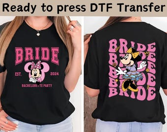 Disney Bachelorette Party Minnie DTF Transfer, Bridal Matching Shirt, Disney Bride DTF Transfers, Disney Bachelorette Party Minnie Shirt