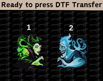Disney Villains Maleficent i Hades DTF, Koszulka postaci Disney Villains, Para złoczyńców pasująca do DTF, Koszulka złoczyńców Bad Witches