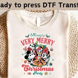 Disney Mickey and Friends Very Merry Christmas DTF, Disney Ears Christmas DTF,Christmas DTF, Mickey Christmas Shirt, Christmas Party Shirt