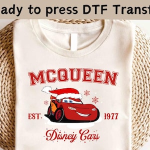 Disney Cars Lightning McQueen Est 1977 Christmas DTF,Disney Cars Radiator Springs Christmas DTF, Christmas Party Tee, Mater Christmas Shirt