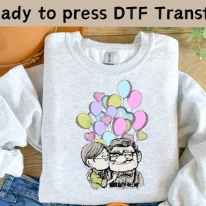 Disney Up Adventure Is Out There DTF Transfer,Carl And Ellie DTF,Pixar Up Shirt,Disney Carl And Ellie Valentines Shirt,Disney Up Lover Shirt
