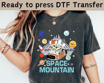 Transfert DTF Disney Mickey Space Mountain, DTF Disney Mickey Friends, DTF astronautes de l'espace Disney, chemise Mickey Minnie Dingo Pluto Donald