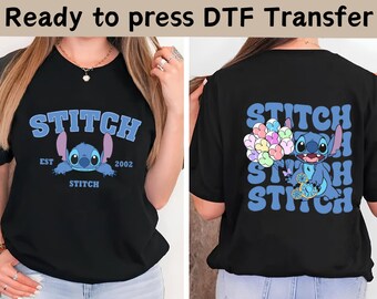 Disney Two-Sided Stitch Est. 2002 DTF Transfer, Disney Stitch DTF, Disney Cute Stitch DTF Transfers,Disney Lilo & Stitch Ready To Press