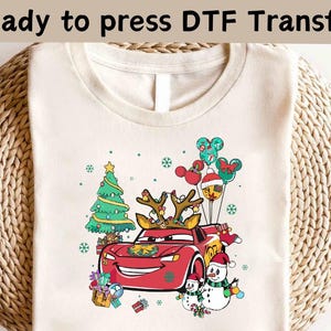 Disney Cars Christmas DTF, Cars Radiator Springs Christmas DTF, Lightning McQueen Christmas Tee, Christmas Party Tee, Mater Christmas Shirt