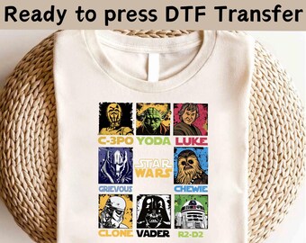 Personaje de Disney Star Wars DTF, Amigos de Star Wars DTF, Mandaloriano DTF, Camiseta de Star Wars, Camiseta de Darth Vader, Camiseta de Galaxy's Edge, Regalo de Star Wars
