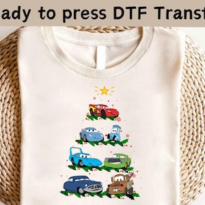Disney Cars Christmas DTF, Cars Radiator Springs Christmas DTF, Lightning McQueen Christmas Tee, Christmas Party Tee, Mater Christmas Shirt