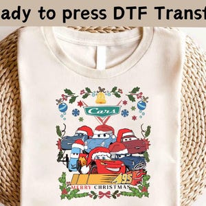Disney Cars Christmas DTF, Cars Radiator Springs Christmas DTF, Lightning McQueen Christmas Tee, Christmas Party Tee, Mater Christmas Shirt