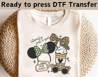 Disney Coquette Bow Literally Just A Girl Animal Kingdom DTF, Disney Animal Kingdom DTF, Disney Safari Trip DTF, Magic Kingdom Shirt