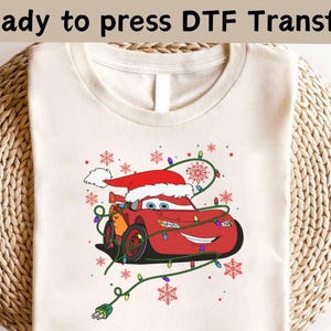 Disney Cars Christmas DTF, Cars Radiator Springs Christmas DTF, Lightning McQueen Christmas Tee, Christmas Party Tee, Mater Christmas Shirt