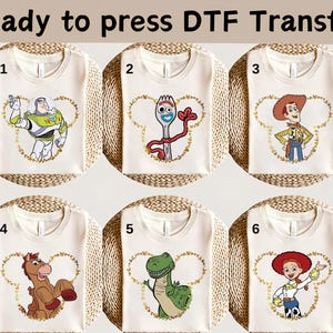 Disney Toy Story Friends DTF Transfer, Buzz Woody Jessie Slinky Aliens Rex DTF Transfer,Disney Toy Story Shirt, Disney Characters Shirt