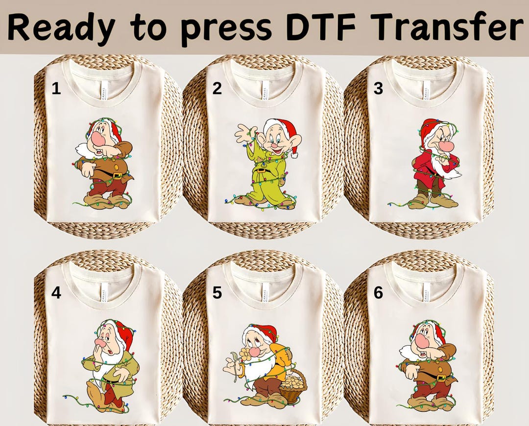 Disney Snow White and the Seven Dwarfs Christmas DTF, Christmas Party ...