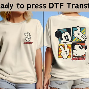 Disney Mickey Mouse Two-Sided DTF Transfer, Disney Funny Mickey DTF, Classic Mickey DTF Transfers, Mickey Mouse Characters Ready To Press