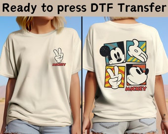 Disney Mickey Mouse Two-Sided DTF Transfer, Disney Funny Mickey DTF, Classic Mickey DTF Transfers, Mickey Mouse Characters Ready To Press