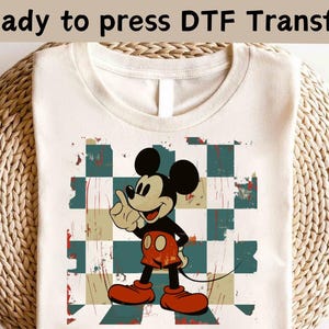 Retro Mickey Mouse DTF Transfer, Disney World Vintage Mickey DTF, Classic Mickey DTF Transfers, Mickey Mouse Characters Ready To Press