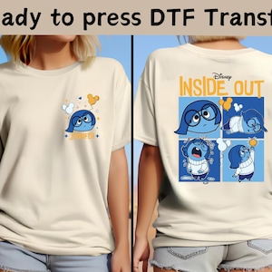 Disney Inside Out 2 Sadness Custom DTF, Disney Inside Out Characters DTF, Disney Feelings Matching DTF,Mental Health Shirt, Emotions Shirt