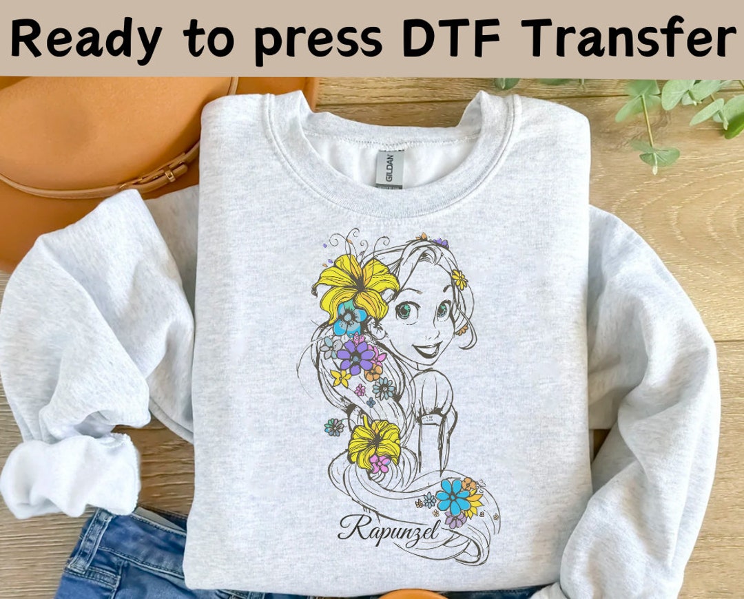 激レア！　オフィシャル　ラプンツェル 転写プリント　カットソー　トレーナー 公式 ラプンツェル・ベル2点セット プリント トレーナー 100cm 紫 イエロー