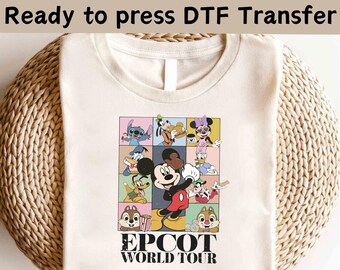 Disney Epcot World Tour 2025 DTF, Epcot Center Shirt, Epcot DTF, Disney Micky und Freunde Shirt, Disney Familienurlaub Passendes Shirt