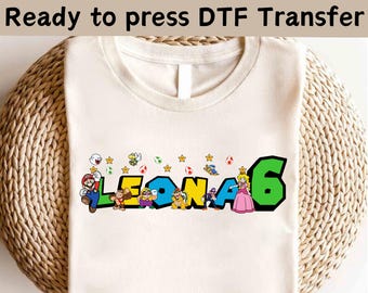 Super Mario Custom Name DTF, Super Mario Character DTF, Super Mario Birthday Party DTF, Super Mario Family Shirt,Super Mario Birthday Gift