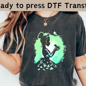 Disney Princess Tiana Watercolor DTF, Disney Princess DTF, Princess And The Frog DTF, Disney Princess Shirt, Princess Birthday Girl Shirt