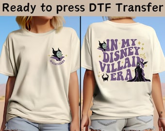 In My Disney Villain Era Two-Sided DTF Transfer,Disney Maleficent DTF,Evil Queen DTF Transfers,Disney Villains Ready To Press,Evil Queen Tee