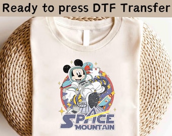 Transfert DTF Disney Mickey Space Mountain, DTF Disney Mickey Friends, DTF astronautes de l'espace Disney, chemise Mickey Minnie Dingo Pluto Donald