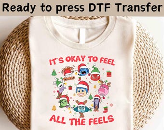 Disney Inside Out Christmas DTF, Disney Inside Out Characters DTF,It's Okay To Feel All The Feels DTF,Disney Christmas Shirt, Christmas Gift