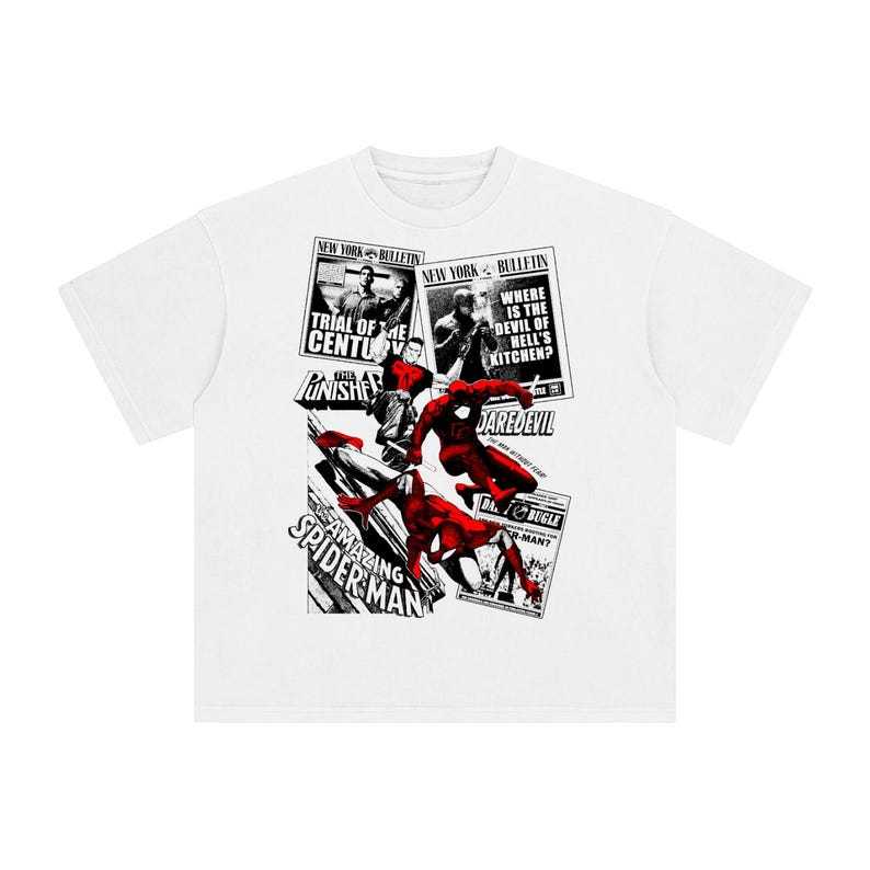Oversized Daredevil Comic Book T-Shirt: MCU Shirt, Retro Punisher Spiderman Graphic Tee image 3