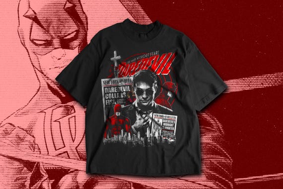 Oversized Daredevil Comic Book T-Shirt: MCU Daredevil Charlie Cox Shirt, Retro Graphic Tee