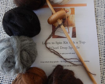 DIY Learn to Spin Yarn Kit~Alpaca Rovings~Spin Alpaca Yarn~Multi Colored Alpaca~Natural Fiber~Drop Spindle~Six Ounces Alpaca Rovings~