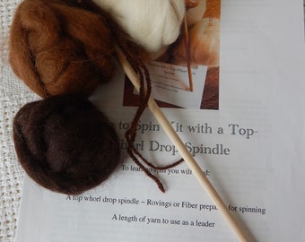 Learn to Spin Kit~Alpaca Rovings Sampler~Handmade~Spinning~Felting Supplies~Art Yarn~DIY Kit~Yarn making Kit