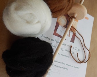 Alpaca Spinning Kit~DIY Spinning Kit~Spin Your Own Yarn~Alpaca Yarn~Alpaca Rovings~Drop Spindle~Spinning Instructions~Three Ounce Rovings
