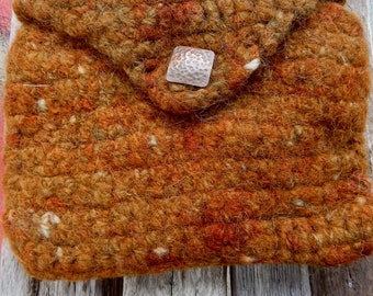 SALE! SALE! SALE! Alpaca Clutch Bag~Boho Bag~Copper Button Closure~Handbag~Handmade Hand Dyed Alpaca Yarn~Gift for Her