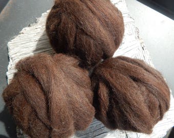 Alpaca Rovings~ Three Ounces Dark Brown Alpaca Rovings~Super Soft for Felting or Spinning~ Handmade Craft Supplies Doll Making